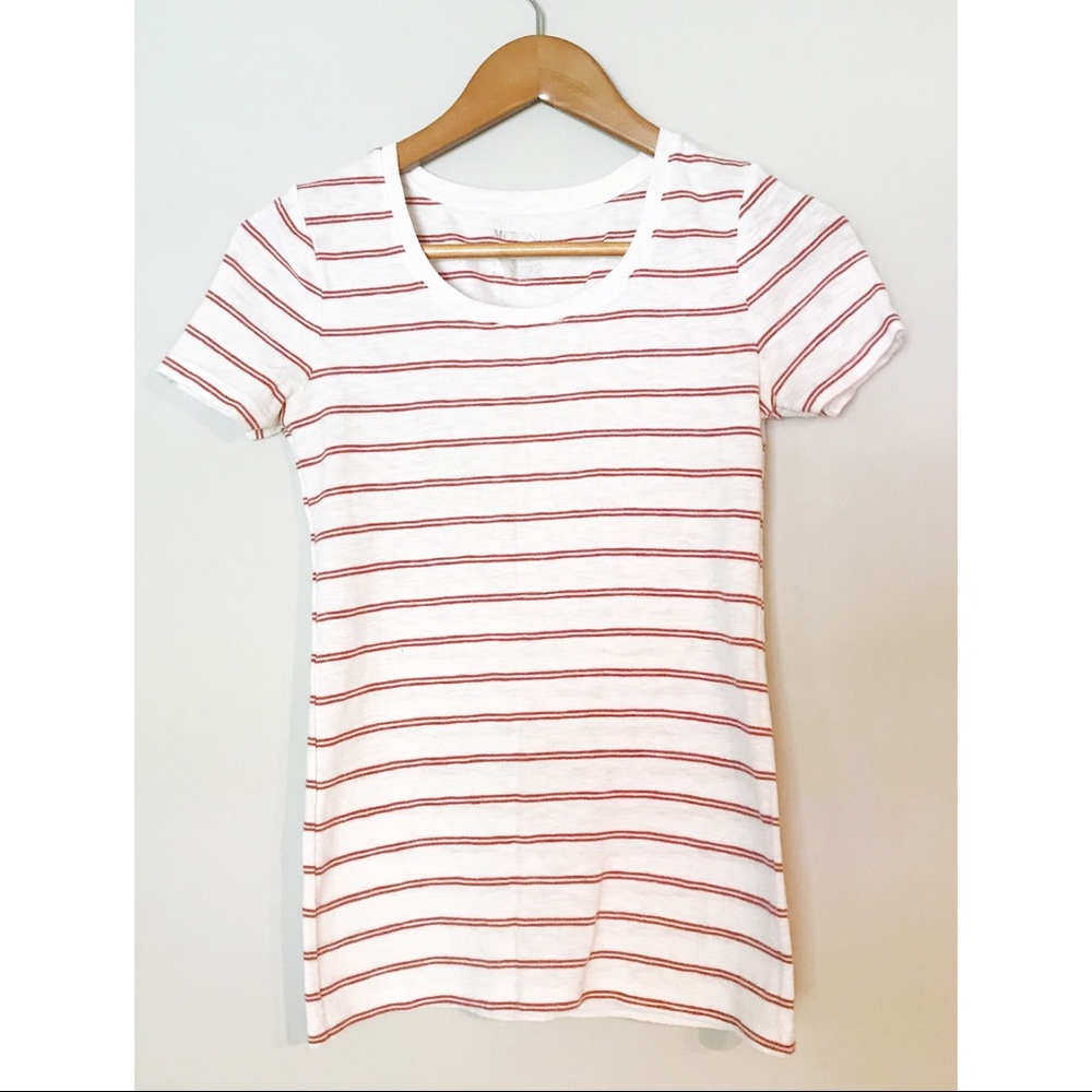Merona Red and White Striped Short Sleeve T-shirt